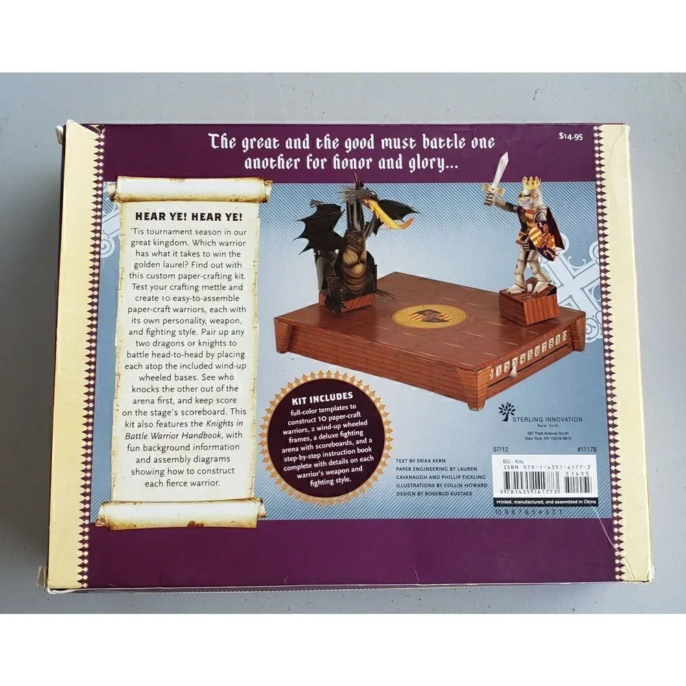 STERLING INNOVATION KNIGHTS IN BATTLE BUILD 10 PAPER-CRAFT WARRIORS open box